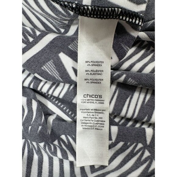 Chicos‎ Size 3 Womens Maxi Skirt Geometric Tribal Print Black & White Side Slit - Picture 10 of 16